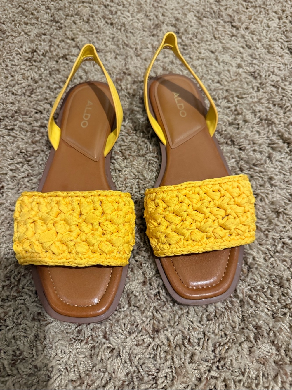 Aldo Yellow Woven Front Strap Slingback Sandals